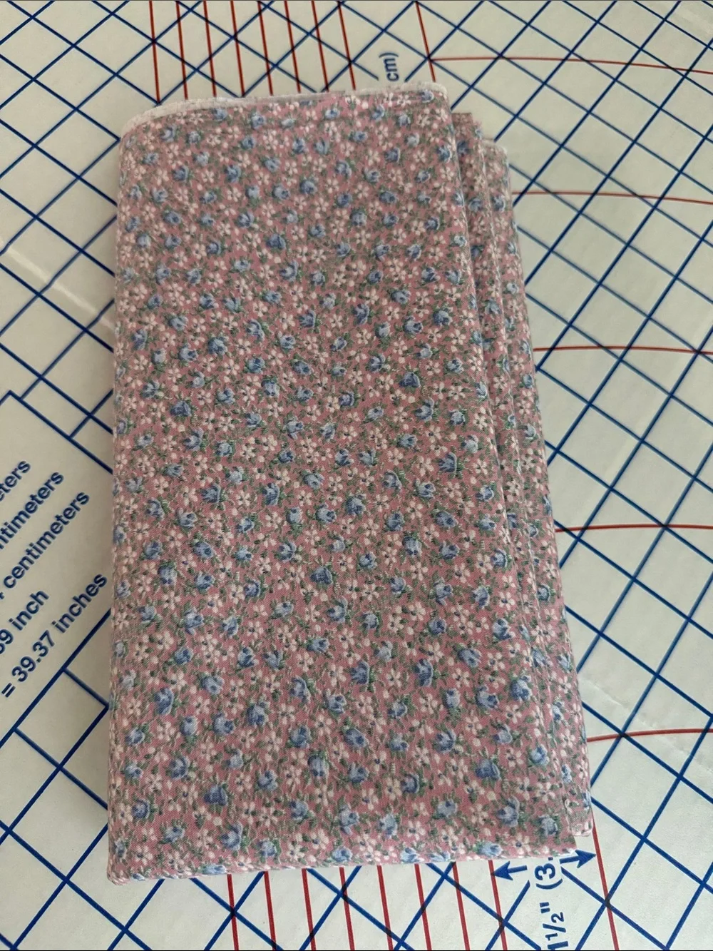 Vintage Ditsy Floral Cotton Fabric Dusty Rose Blue Flowers 2+ Yards x 44